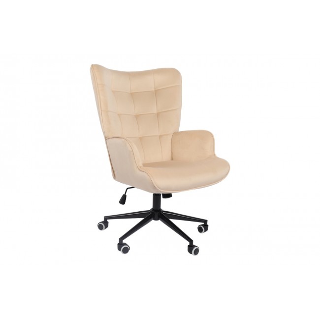 Καρέκλα γραφείου "LOBIMA" περιστρεφόμενη από βελούδο/μέταλλο σε χρώμα κρεμ/μαύρο 71x68x104