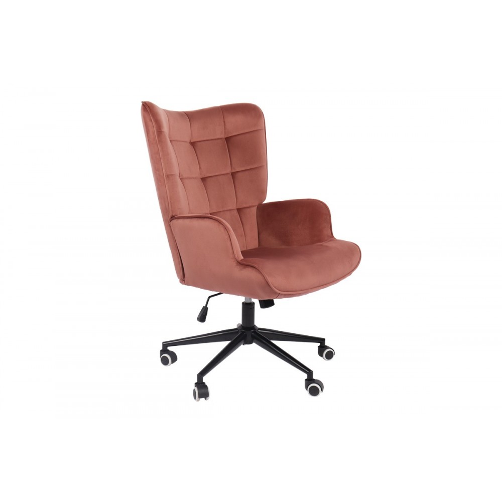 Καρέκλα γραφείου "LOBIMA" περιστρεφόμενη από βελούδο/μέταλλο σε χρώμα σάπιο μήλο/μαύρο 71x68x104