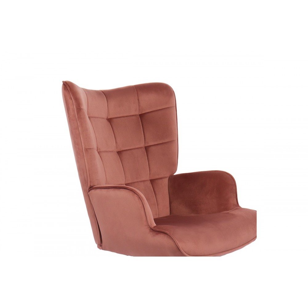 Καρέκλα γραφείου "LOBIMA" περιστρεφόμενη από βελούδο/μέταλλο σε χρώμα σάπιο μήλο/μαύρο 71x68x104