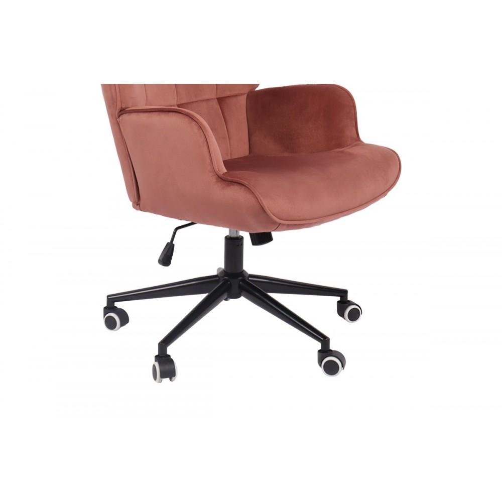 Καρέκλα γραφείου "LOBIMA" περιστρεφόμενη από βελούδο/μέταλλο σε χρώμα σάπιο μήλο/μαύρο 71x68x104