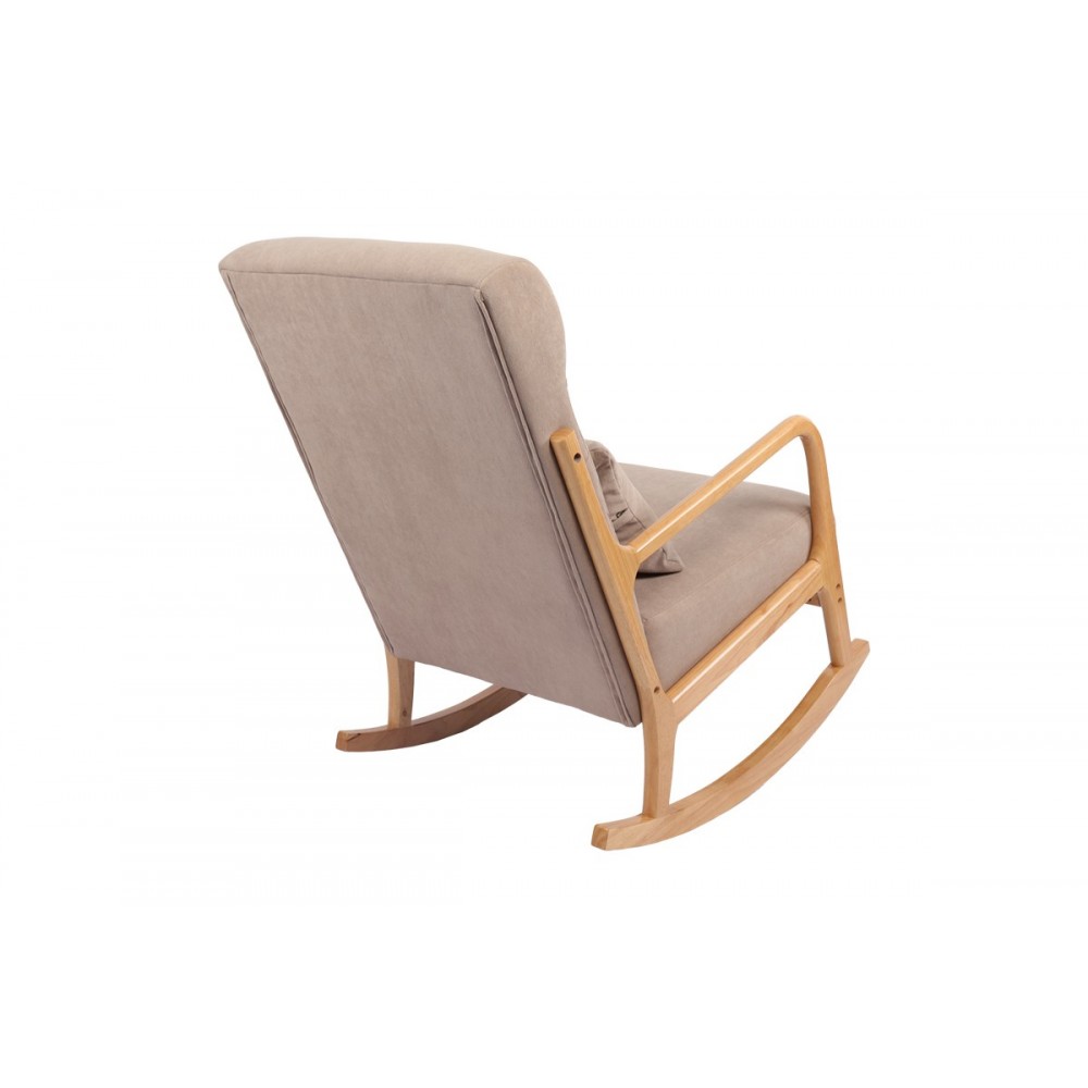 Κουνιστή πολυθρόνα "EDELDY" από ύφασμα/rubberwood σε χρώμα μπεζ/φυσικό 102x66x99