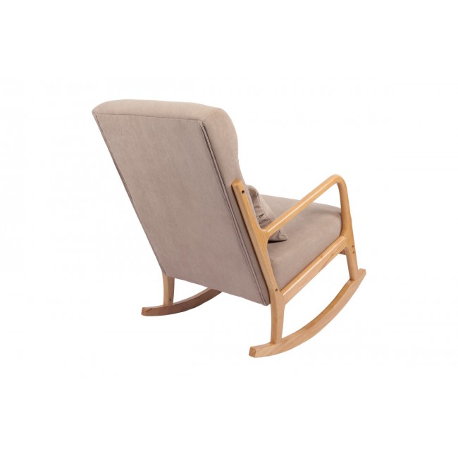 Κουνιστή πολυθρόνα "EDELDY" από ύφασμα/rubberwood σε χρώμα μπεζ/φυσικό 102x66x99