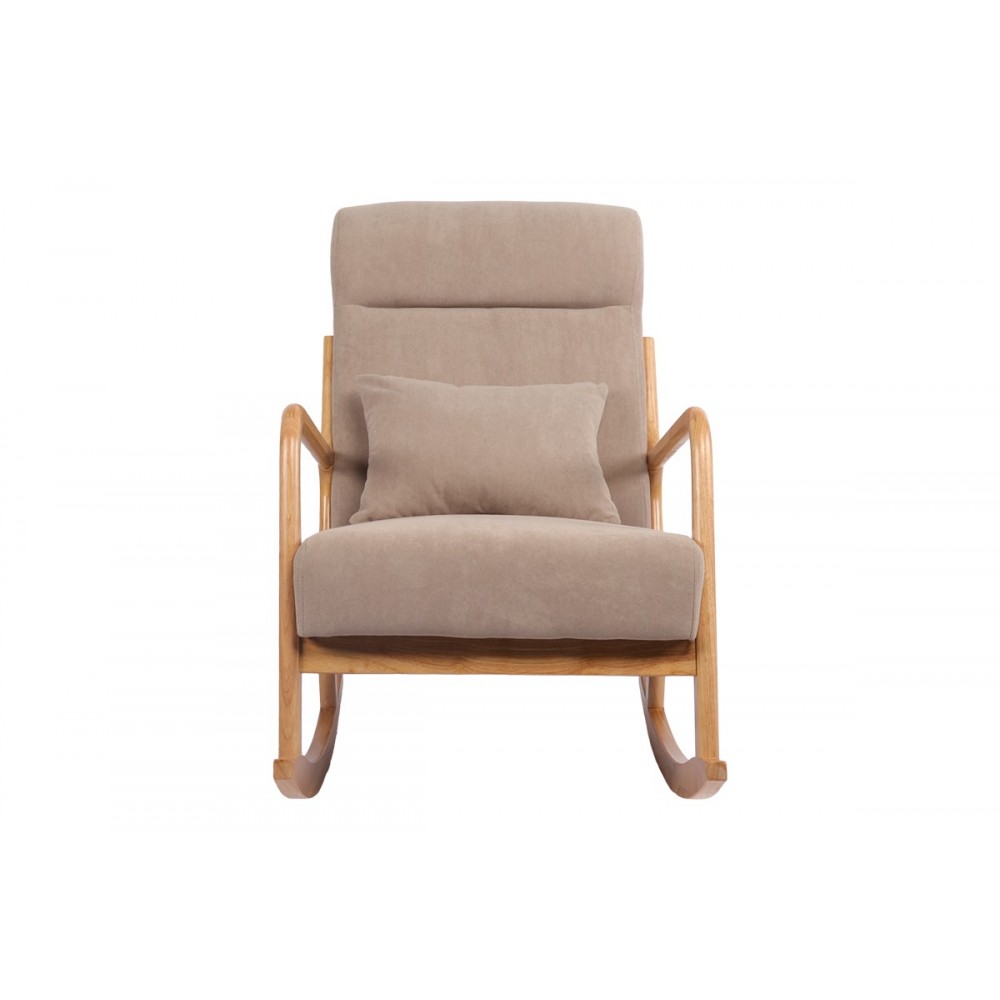 Κουνιστή πολυθρόνα "EDELDY" από ύφασμα/rubberwood σε χρώμα μπεζ/φυσικό 102x66x99