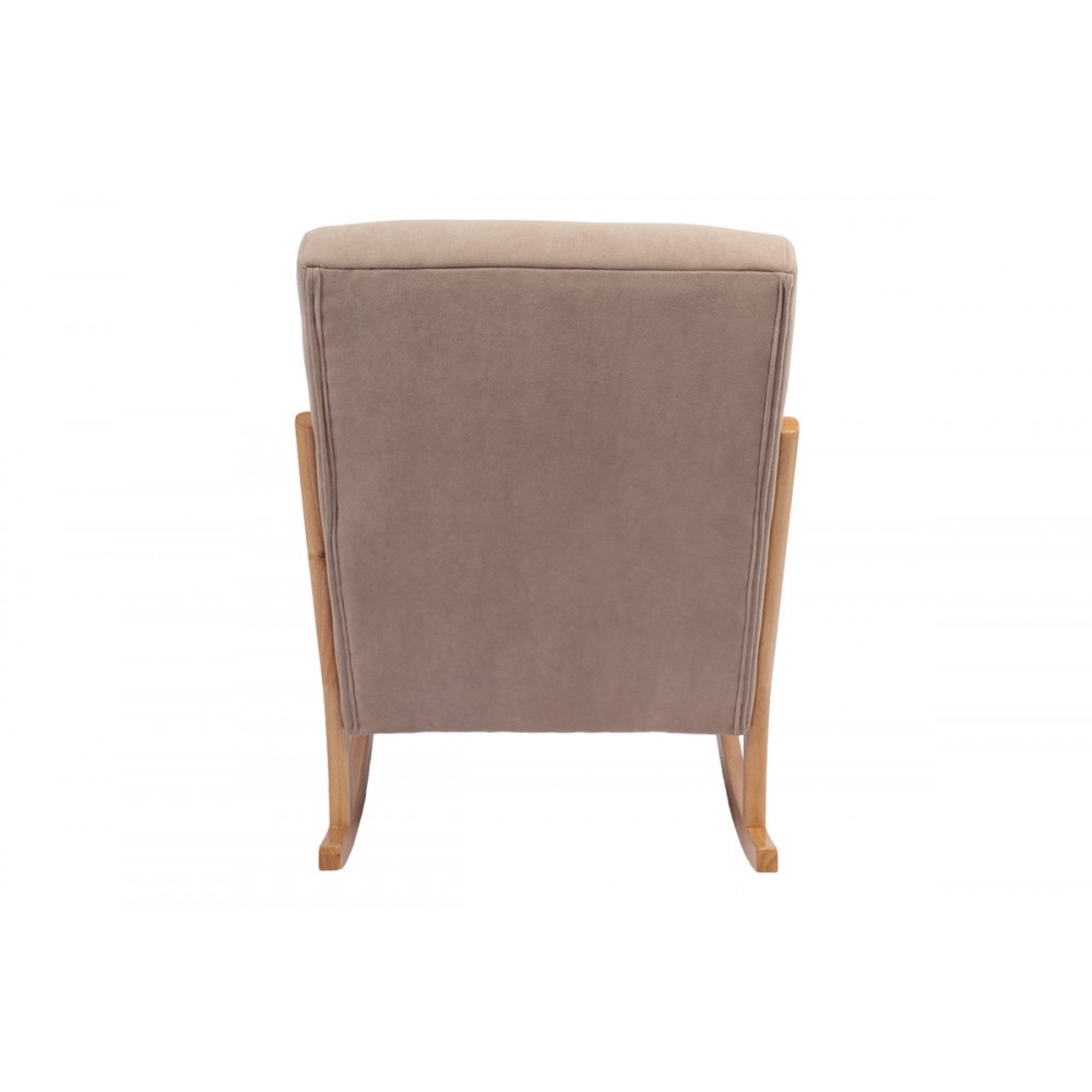 Κουνιστή πολυθρόνα "EDELDY" από ύφασμα/rubberwood σε χρώμα μπεζ/φυσικό 102x66x99