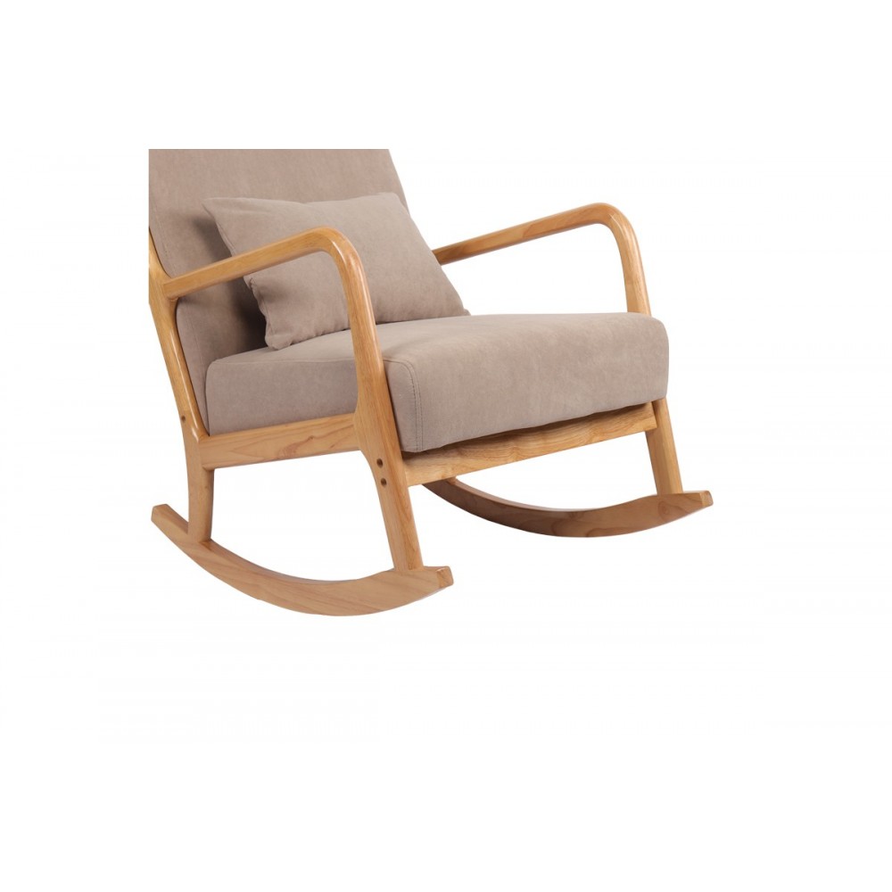 Κουνιστή πολυθρόνα "EDELDY" από ύφασμα/rubberwood σε χρώμα μπεζ/φυσικό 102x66x99