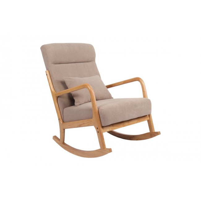 Κουνιστή πολυθρόνα "EDELDY" από ύφασμα/rubberwood σε χρώμα μπεζ/φυσικό 102x66x99