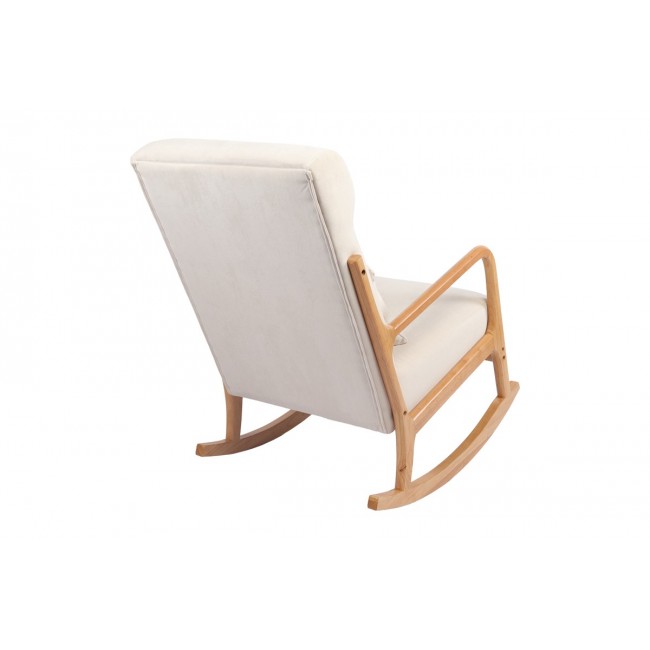 Κουνιστή πολυθρόνα "EDELDY" από ύφασμα/rubberwood σε χρώμα κρεμ/φυσικό 102x66x99