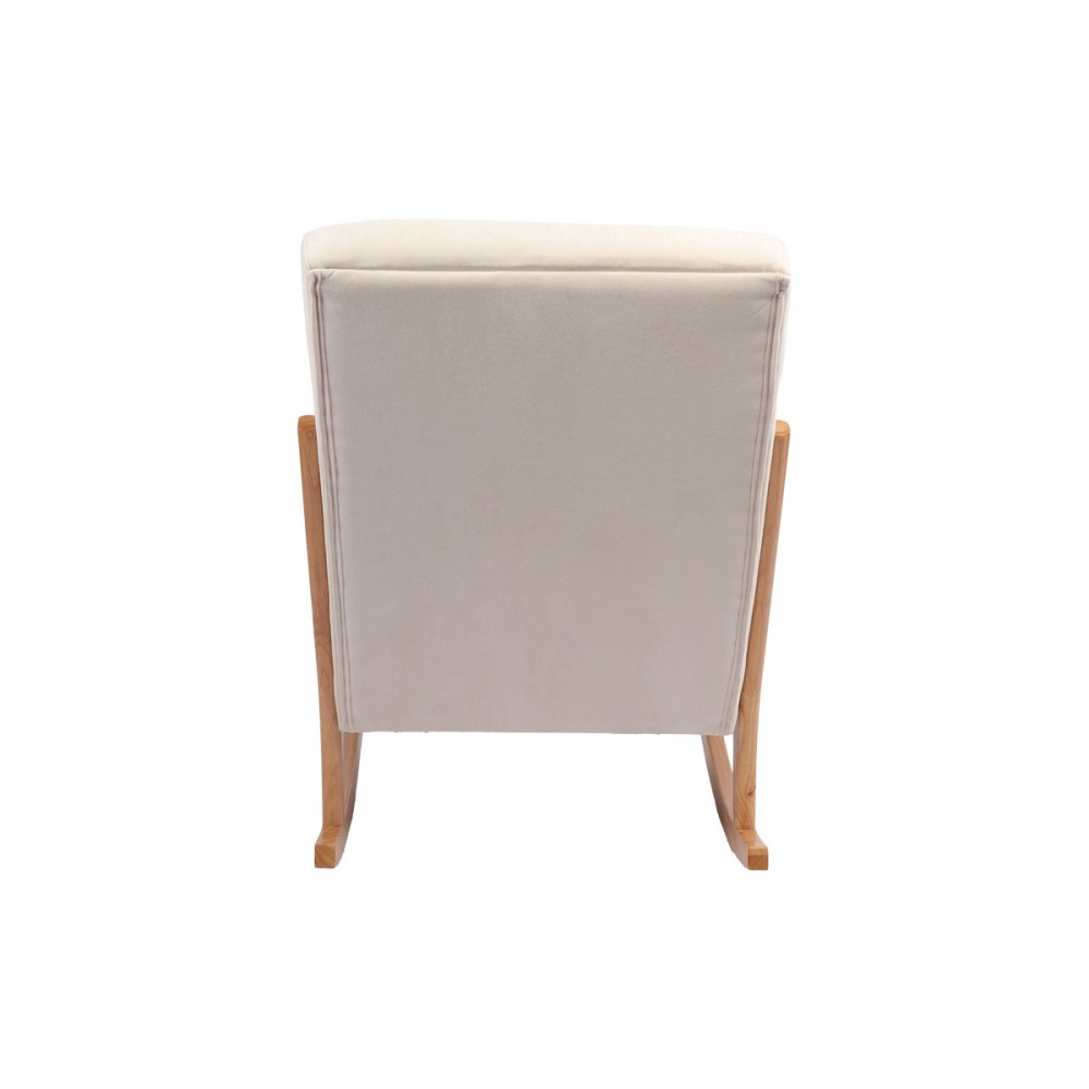 Κουνιστή πολυθρόνα "EDELDY" από ύφασμα/rubberwood σε χρώμα κρεμ/φυσικό 102x66x99