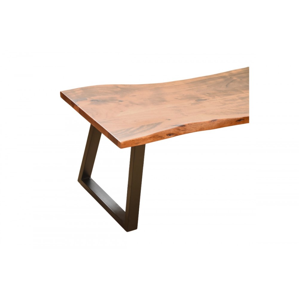 Παγκάκι "MILES SLIM" από ξύλο/μέταλλο σε χρώμα καρυδί/μαύρο 160x40x45