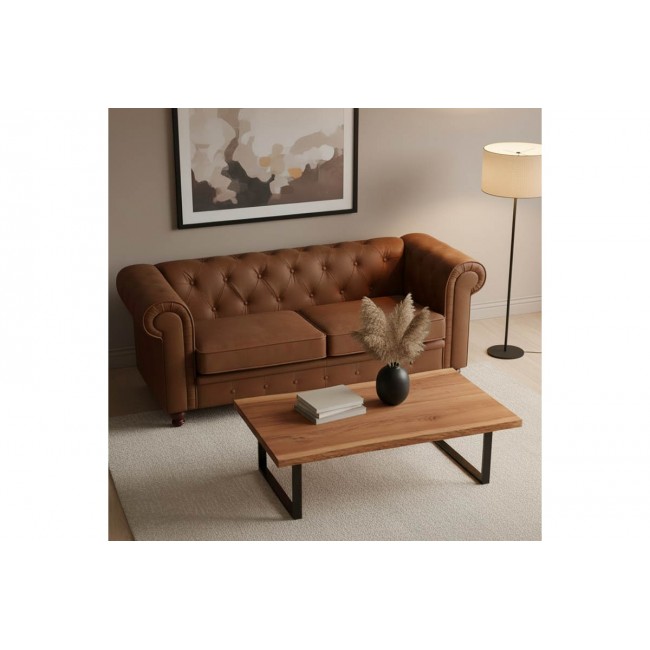 Τραπέζι σαλονιού "MILES" από ξύλο/μέταλλο σε χρώμα καρυδί/μαύρο 115x60x45