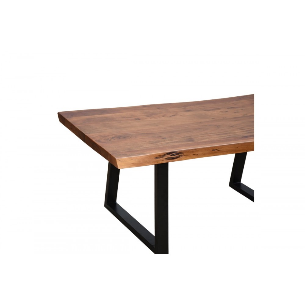 Τραπέζι σαλονιού "MILES" από ξύλο/μέταλλο σε χρώμα καρυδί/μαύρο 115x60x45