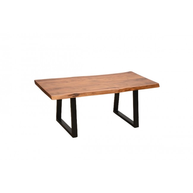 Τραπέζι σαλονιού "MILES" από ξύλο/μέταλλο σε χρώμα καρυδί/μαύρο 115x60x45