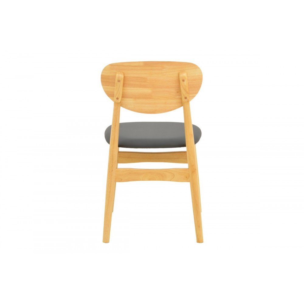 Καρέκλα "CARDITH" από rubberwood/pu σε χρώμα φυσικό/μαύρο 48x51x78