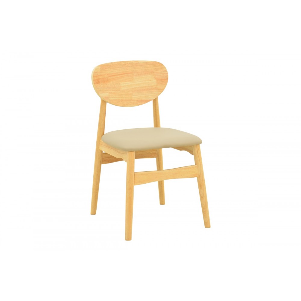 Καρέκλα "CARDITH" από rubberwood/pu σε χρώμα φυσικό/μπεζ 48x51x78