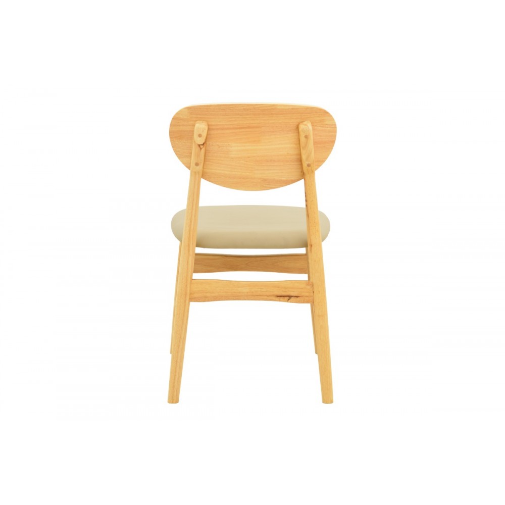 Καρέκλα "CARDITH" από rubberwood/pu σε χρώμα φυσικό/μπεζ 48x51x78