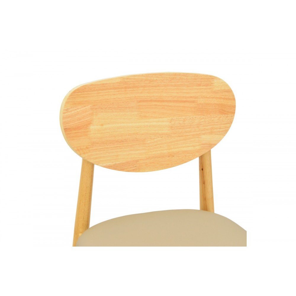 Καρέκλα "CARDITH" από rubberwood/pu σε χρώμα φυσικό/μπεζ 48x51x78