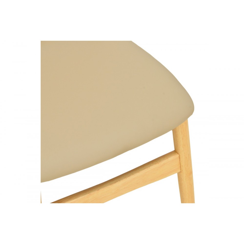 Καρέκλα "CARDITH" από rubberwood/pu σε χρώμα φυσικό/μπεζ 48x51x78