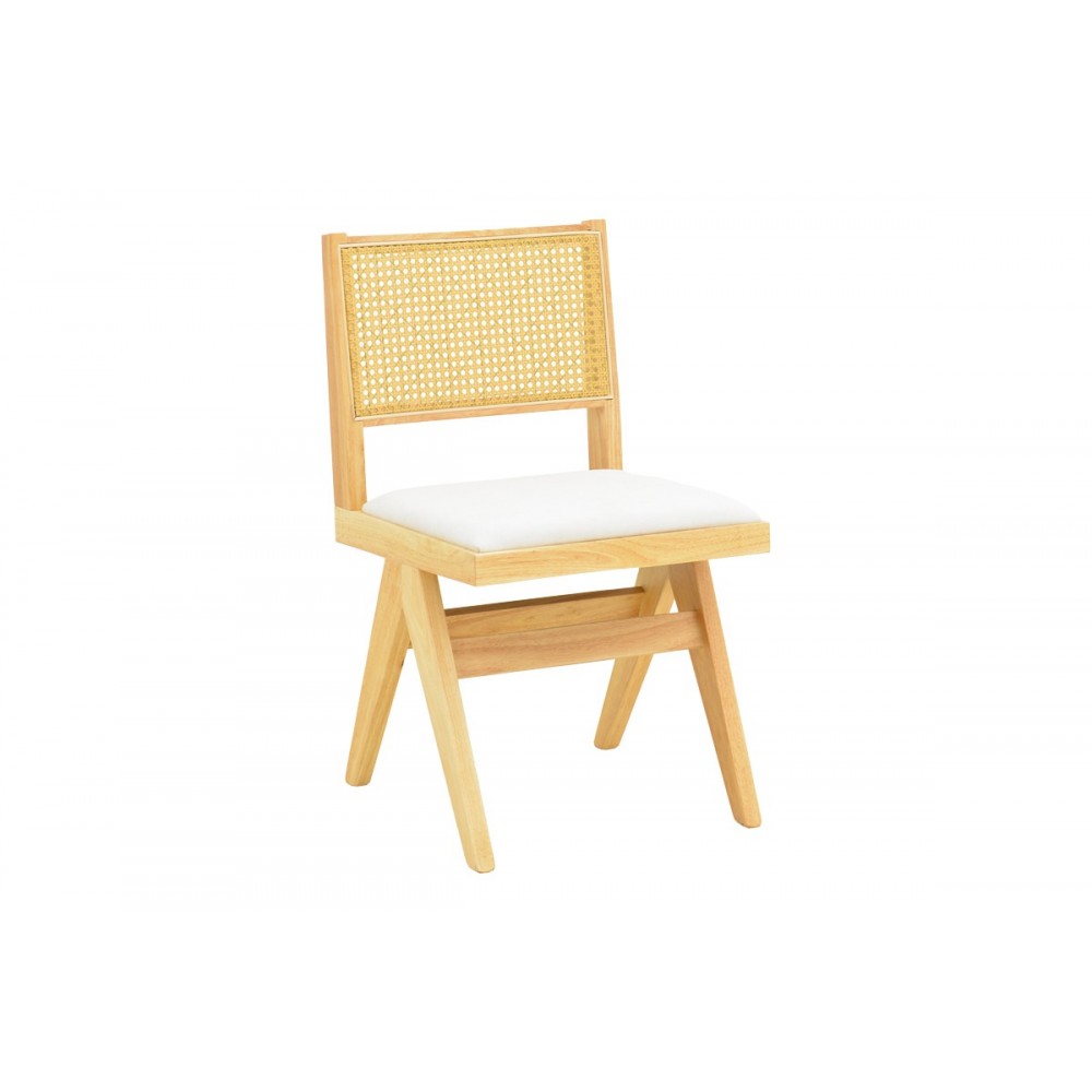 Καρέκλα "WINSLOW" από rubberwood/ύφασμα σε χρώμα φυσικό/λευκό 46x58x80