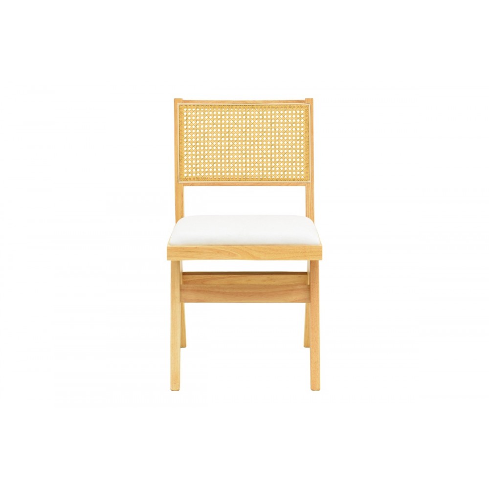 Καρέκλα "WINSLOW" από rubberwood/ύφασμα σε χρώμα φυσικό/λευκό 46x58x80