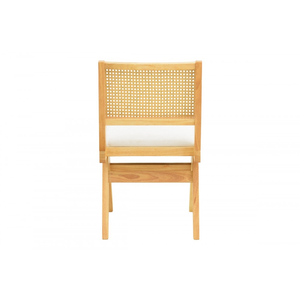 Καρέκλα "WINSLOW" από rubberwood/ύφασμα σε χρώμα φυσικό/λευκό 46x58x80