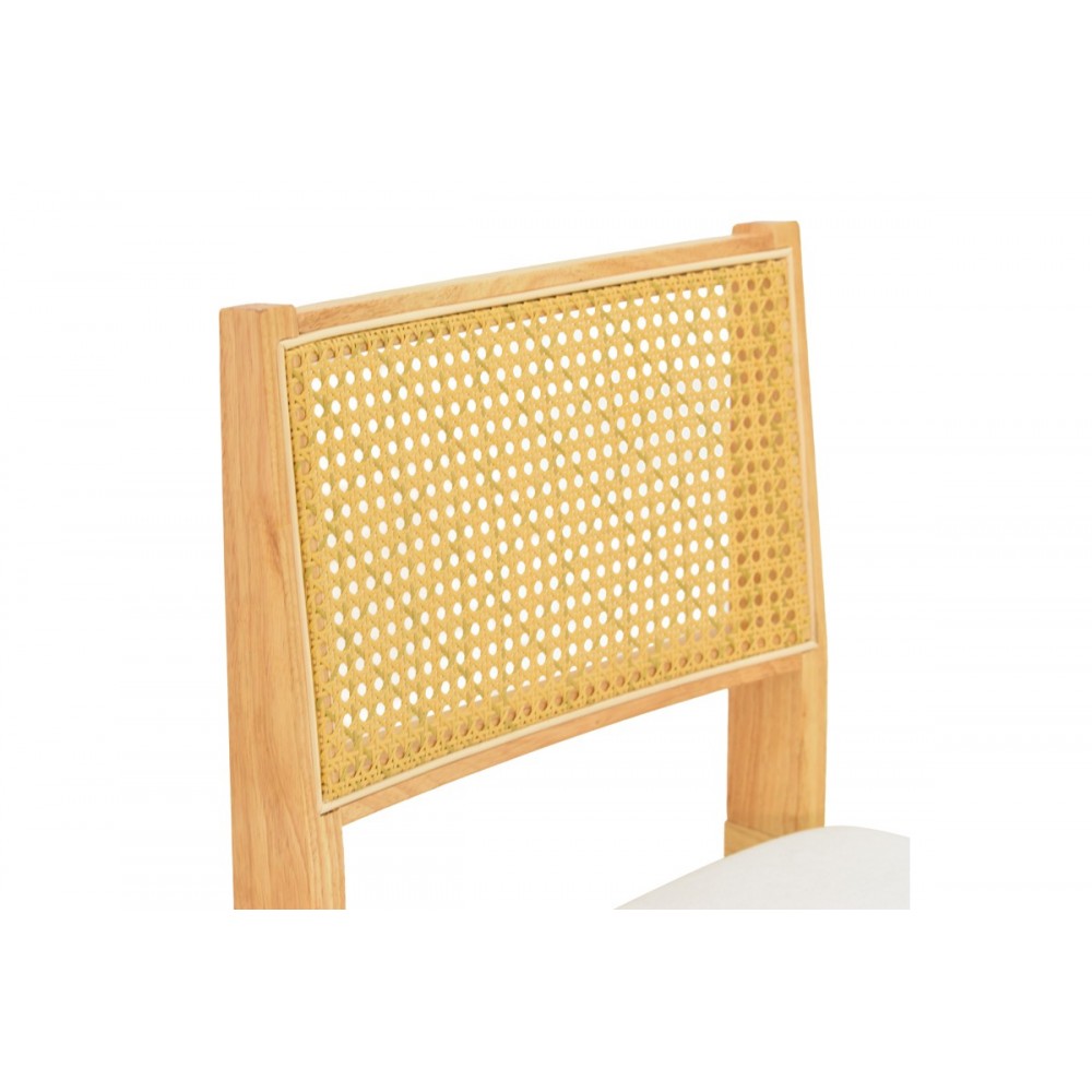 Καρέκλα "WINSLOW" από rubberwood/ύφασμα σε χρώμα φυσικό/λευκό 46x58x80