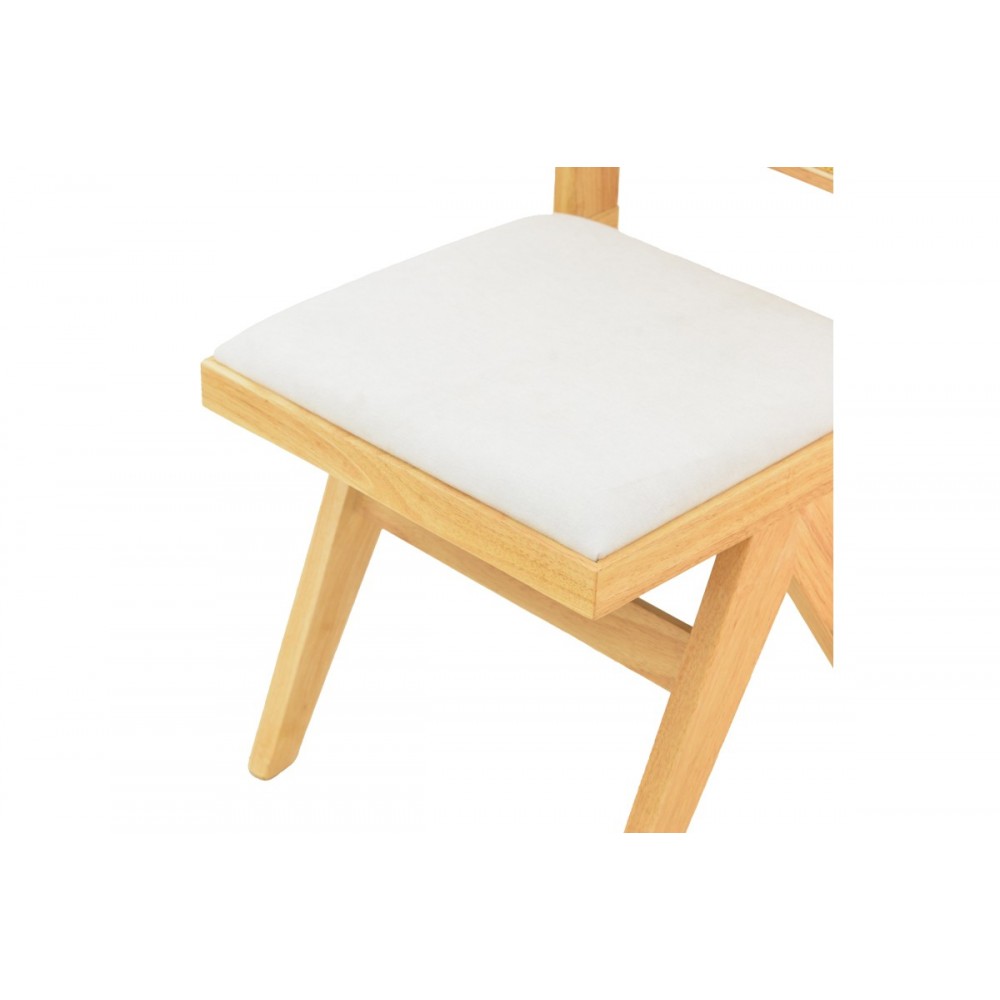 Καρέκλα "WINSLOW" από rubberwood/ύφασμα σε χρώμα φυσικό/λευκό 46x58x80