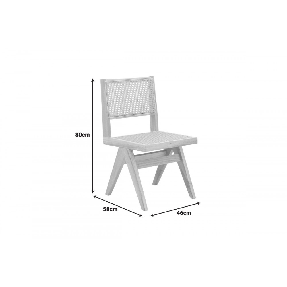 Καρέκλα "WINSLOW" από rubberwood/rattan σε χρώμα φυσικό 46x58x80