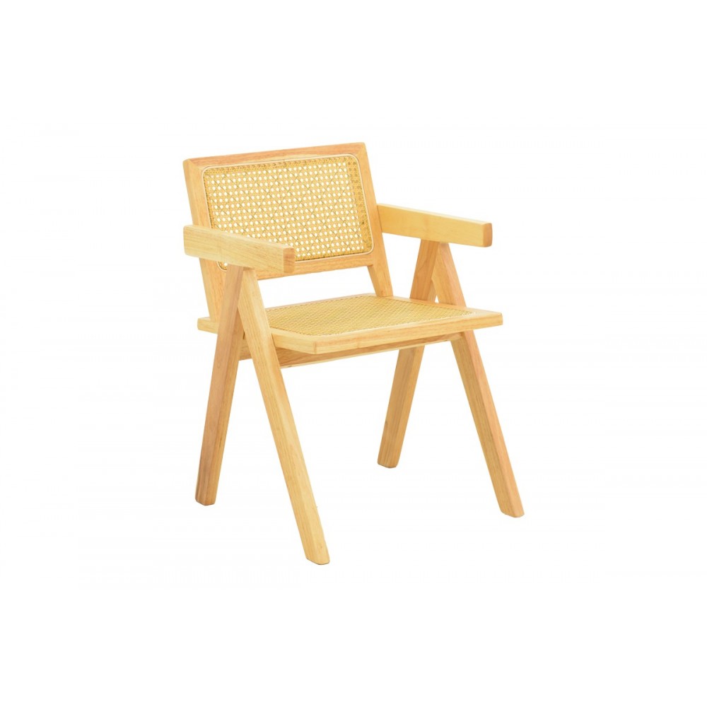 Πολυθρόνα "WINSLOW" από rubberwood/rattan σε χρώμα φυσικό 51x54x80
