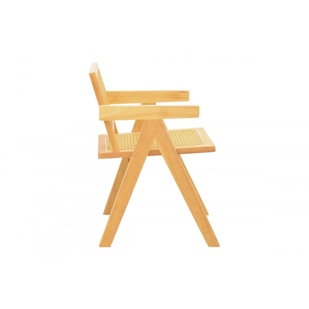 Πολυθρόνα "WINSLOW" από rubberwood/rattan σε χρώμα φυσικό 51x54x80