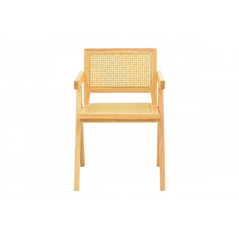 Πολυθρόνα "WINSLOW" από rubberwood/rattan σε χρώμα φυσικό 51x54x80