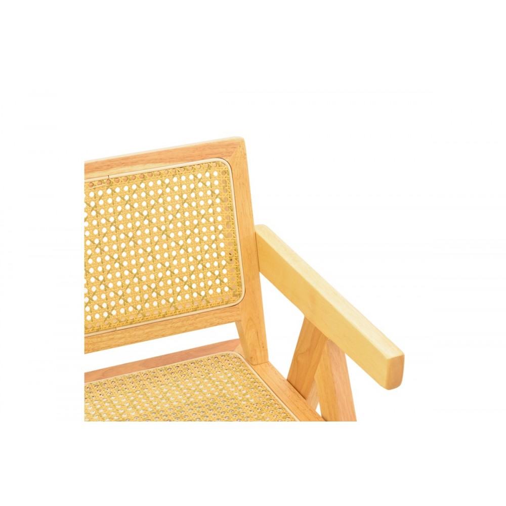 Πολυθρόνα "WINSLOW" από rubberwood/rattan σε χρώμα φυσικό 51x54x80