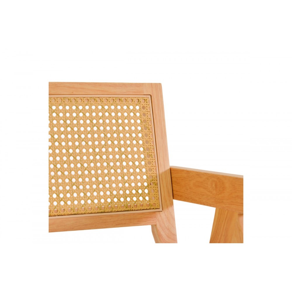 Πολυθρόνα "WINSLOW" από rubberwood/ύφασμα σε χρώμα φυσικό/λευκό 51x54x80