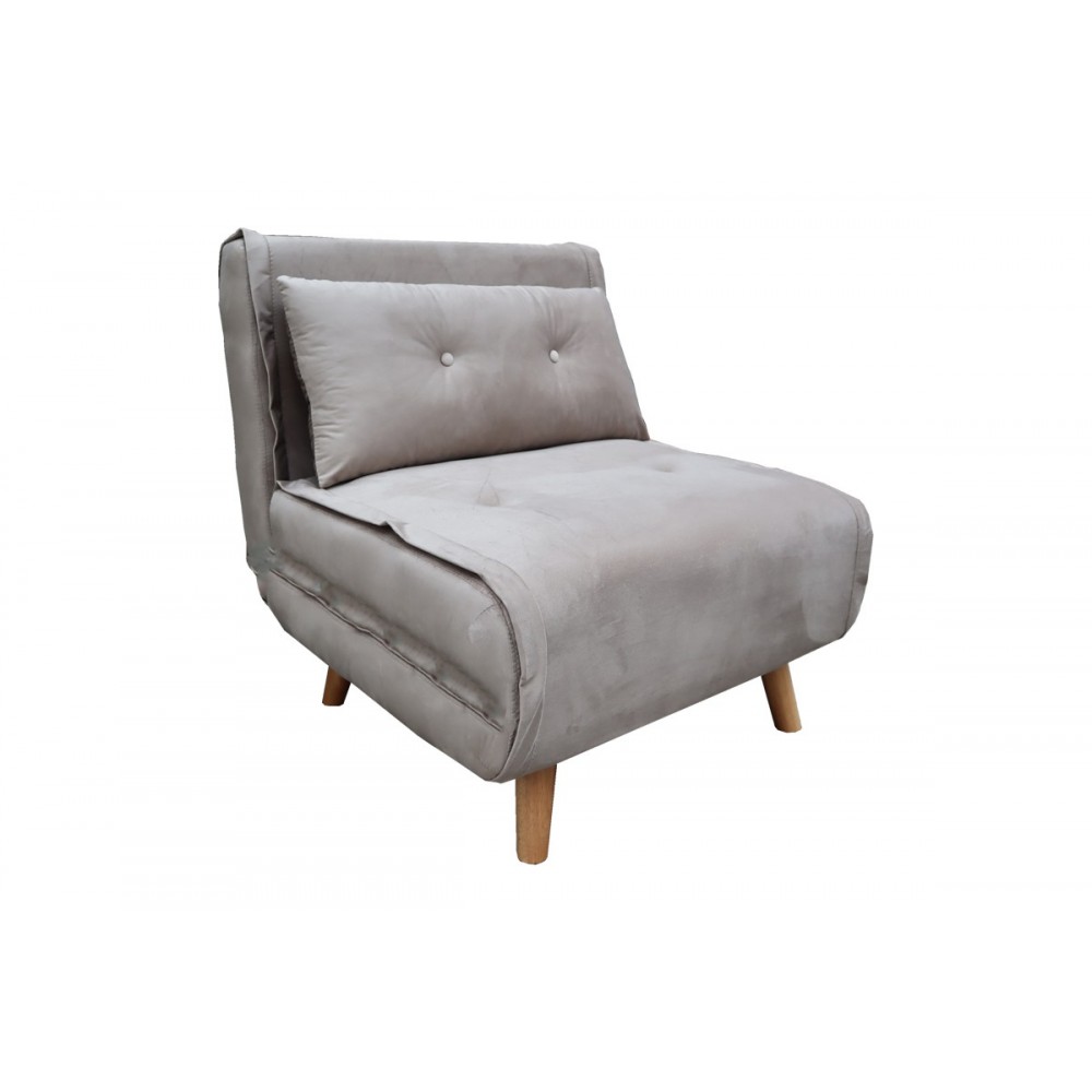 Πολυθρόνα-κρεβάτι "JOSUANE I" από βελούδο σε χρώμα γκρι 78x80x81