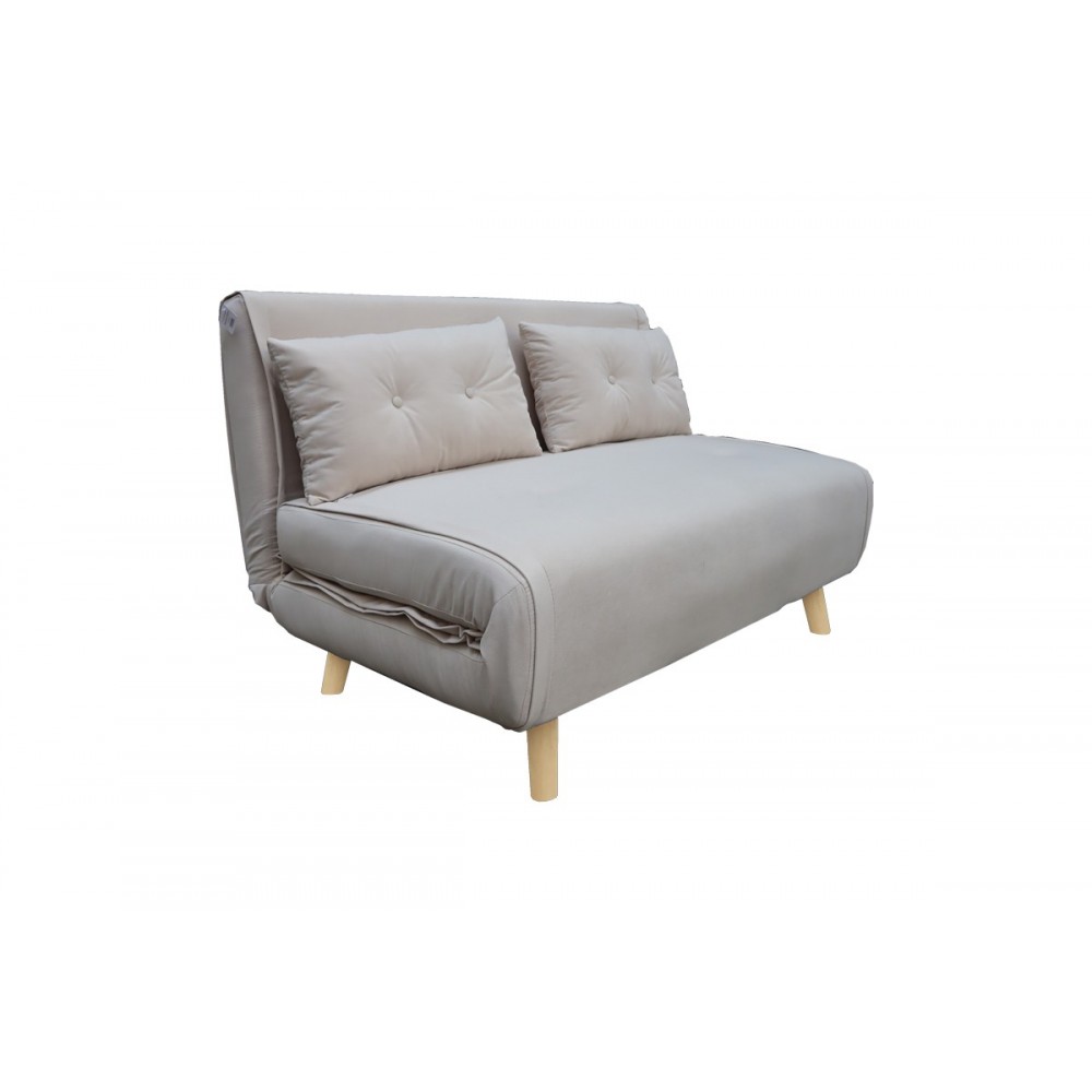 Καναπές-κρεβάτι "JOSUANE I" από βελούδο σε χρώμα γκρι 122x80x81