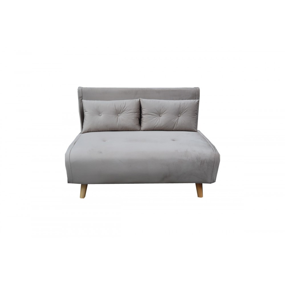 Καναπές-κρεβάτι "JOSUANE I" από βελούδο σε χρώμα γκρι 122x80x81
