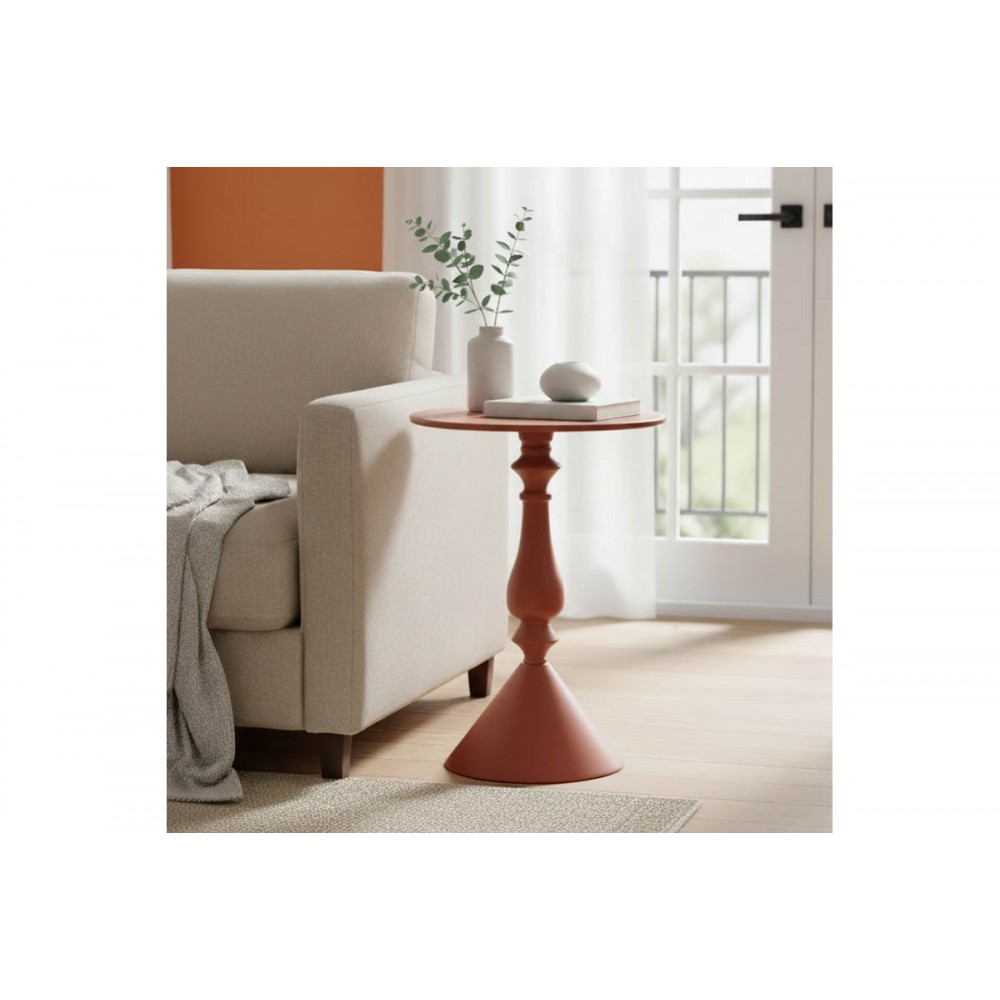 Βοηθητικό τραπέζι "LALOU" από μέταλλο σε χρώμα terracotta Φ40x55