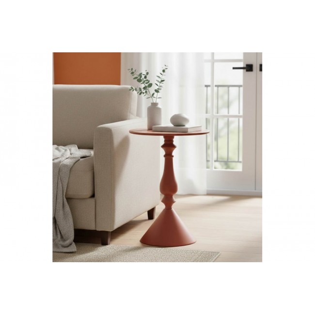 Βοηθητικό τραπέζι "LALOU" από μέταλλο σε χρώμα terracotta Φ40x55
