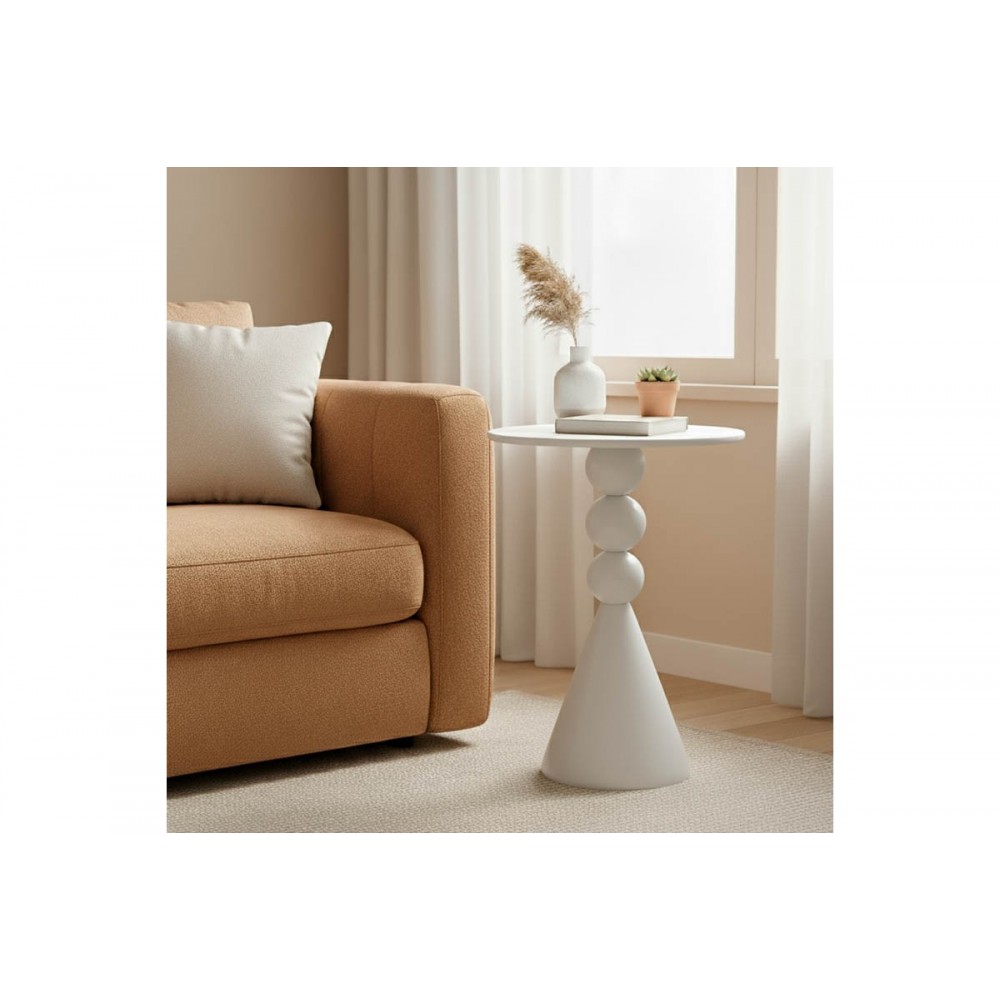 Βοηθητικό τραπέζι "BILANE" από μέταλλο σε χρώμα κρεμ Φ39x55