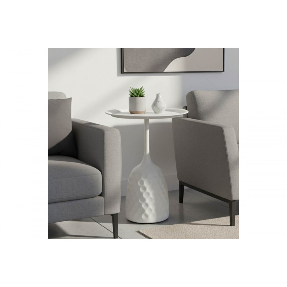 Βοηθητικό τραπέζι "WAINI" από μέταλλο σε χρώμα κρεμ Φ39x60