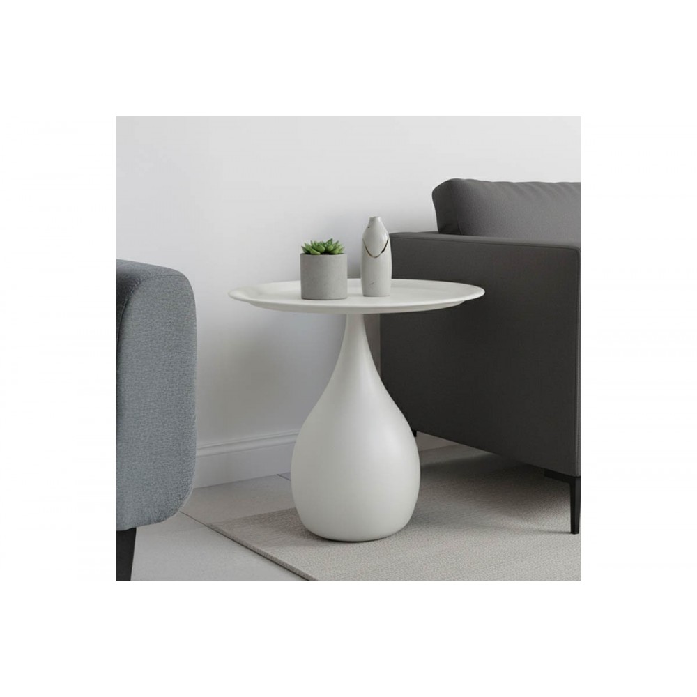 Βοηθητικό τραπέζι "SAMINO" από μέταλλο σε χρώμα κρεμ Φ39x42