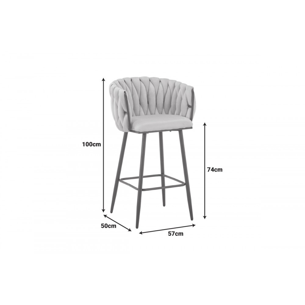 Σκαμπό μπαρ "VIVIAN" από βελούδο/μέταλλο σε χρώμα κίτρινο/μαύρο 57x50x100