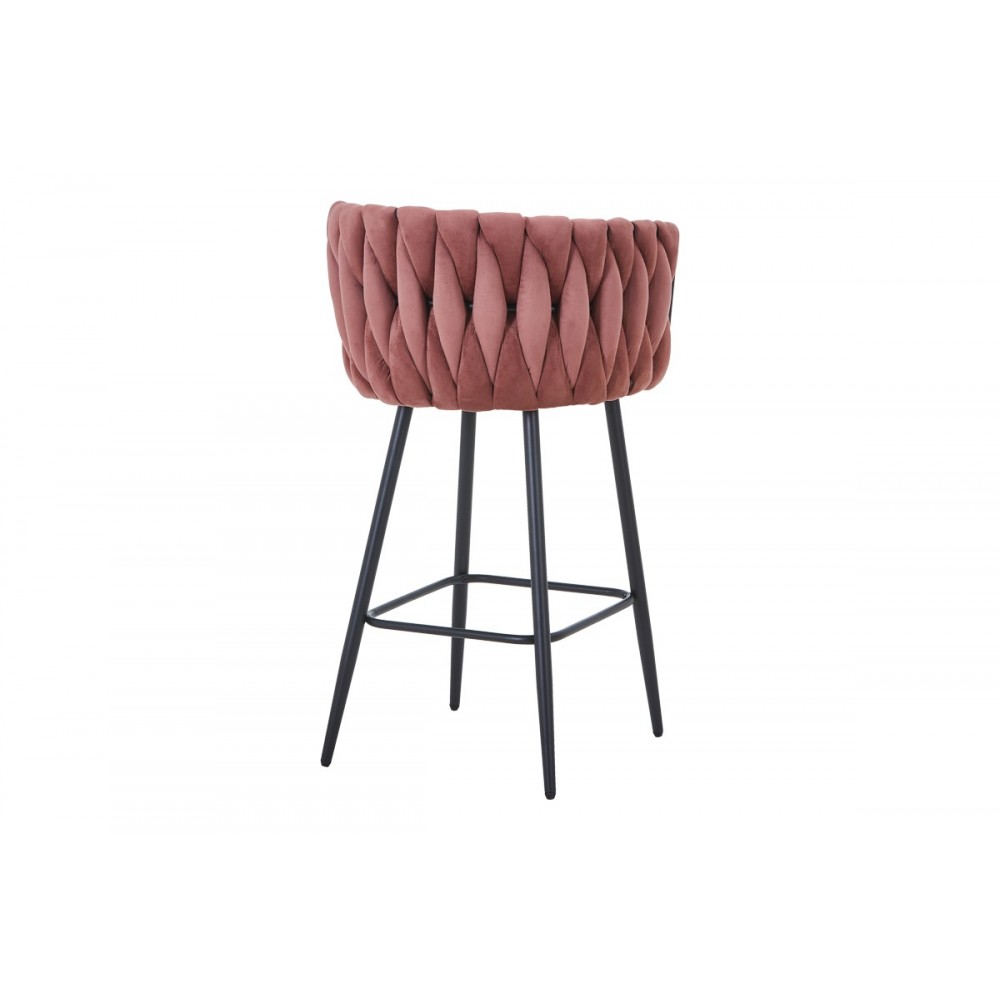 Σκαμπό μπαρ "VIVIAN" από βελούδο/μέταλλο σε χρώμα σάπιο μήλο/μαύρο 57x50x100