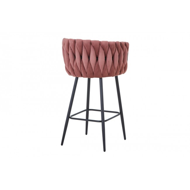 Σκαμπό μπαρ "VIVIAN" από βελούδο/μέταλλο σε χρώμα σάπιο μήλο/μαύρο 57x50x100