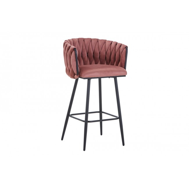 Σκαμπό μπαρ "VIVIAN" από βελούδο/μέταλλο σε χρώμα σάπιο μήλο/μαύρο 57x50x100