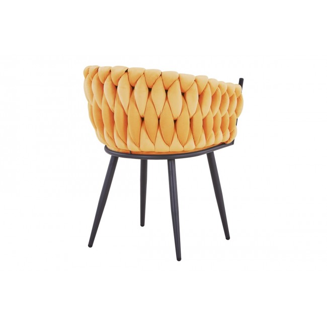 Πολυθρόνα "VIVIAN" από βελούδο/μέταλλο σε χρώμα κίτρινο/μαύρο 61x55x80