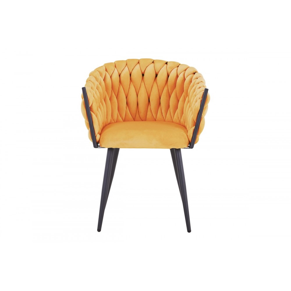 Πολυθρόνα "VIVIAN" από βελούδο/μέταλλο σε χρώμα κίτρινο/μαύρο 61x55x80
