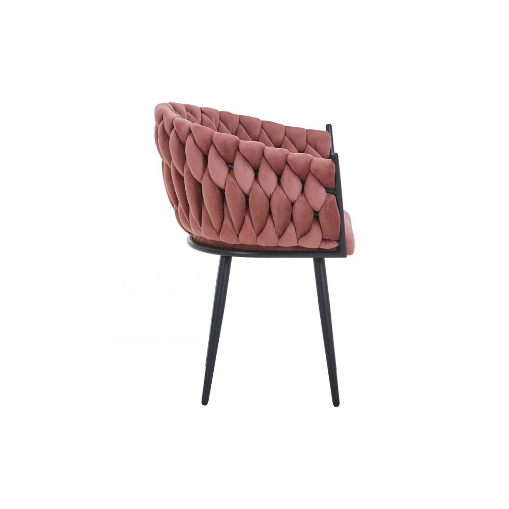 Πολυθρόνα "VIVIAN" από βελούδο/μέταλλο σε χρώμα σάπιο μήλο/μαύρο 61x55x80