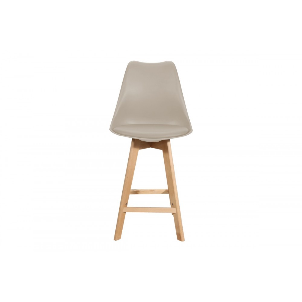 Σκαμπό μπαρ "GASTON" από pp/pu σε χρώμα καπουτσίνο/φυσικό 48.5x56x104