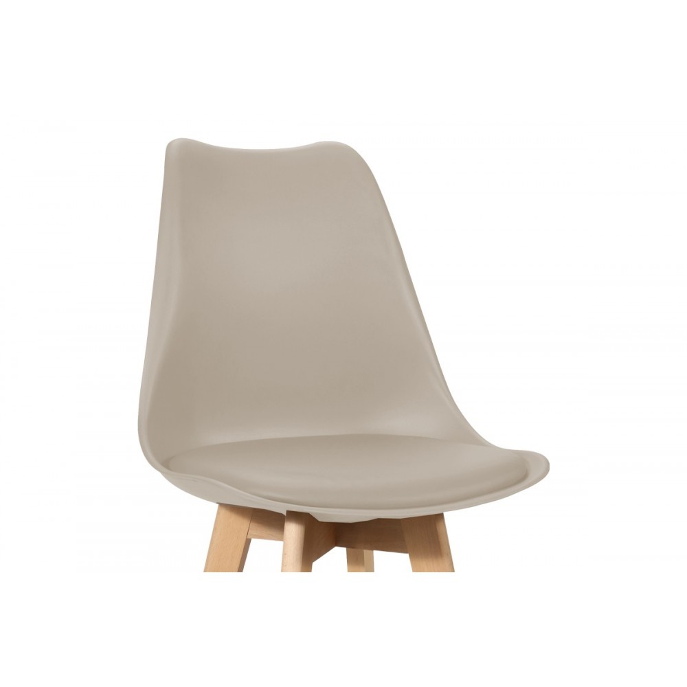 Σκαμπό μπαρ "GASTON" από pp/pu σε χρώμα καπουτσίνο/φυσικό 48.5x56x104