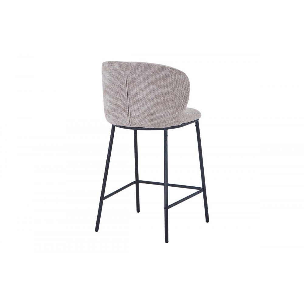 Σκαμπό μπαρ "KARG" από ύφασμα/μέταλλο σε χρώμα μπεζ/μαύρο 49x46x93